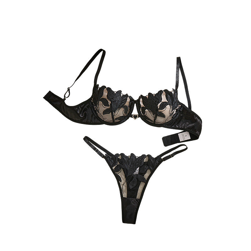 Large Size Intimates Transparent Flower Embroider Sexy