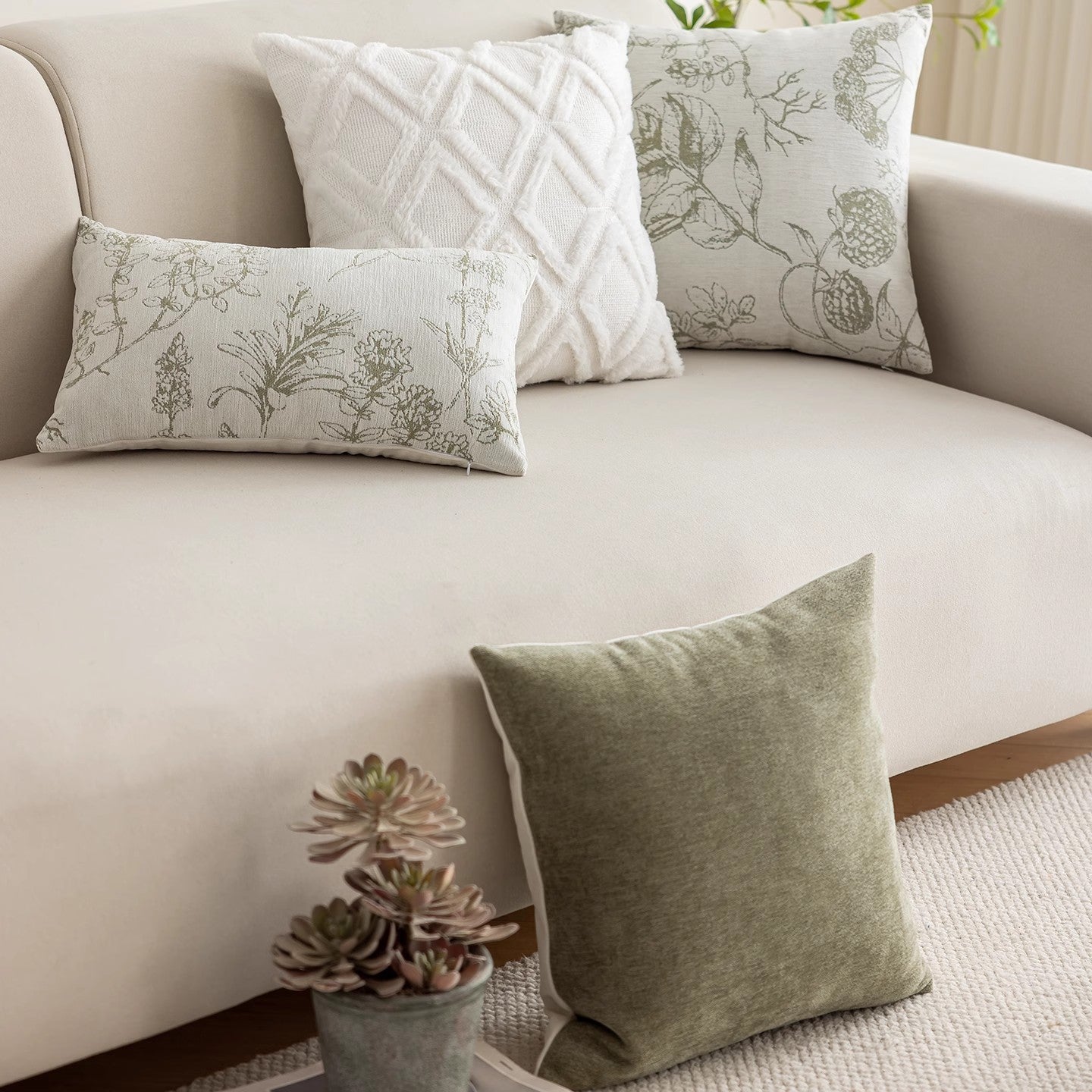 Jacquard Texture Square Throw Pillow for Sofa and Bed