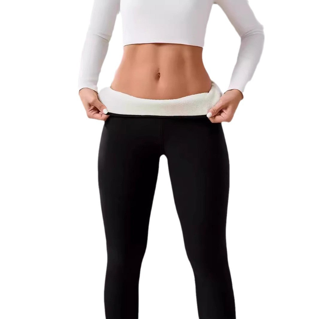Fleece-Lined Thickened Lamb Wool Leggings