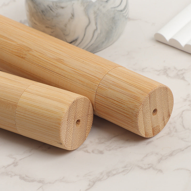 Bamboo toothbrush storage tube