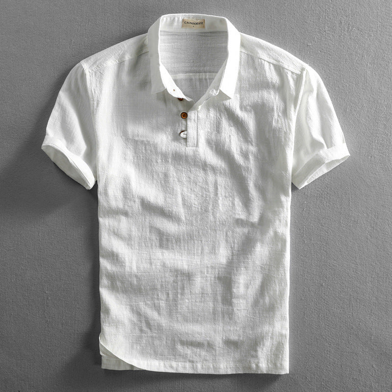 Linen Shirt Slim-fit Pullover Short-sleeved Shirt
