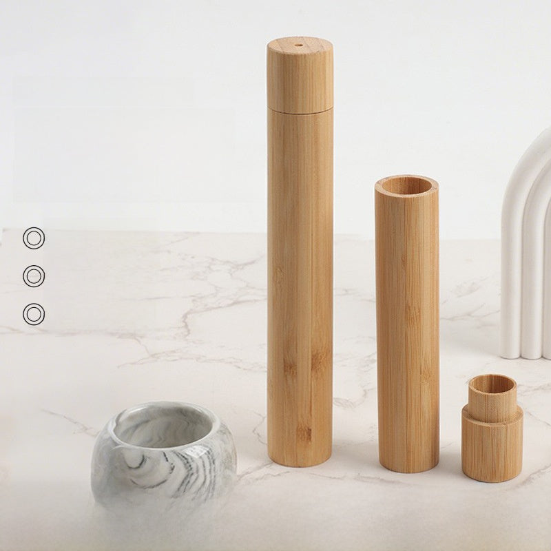 Bamboo toothbrush storage tube