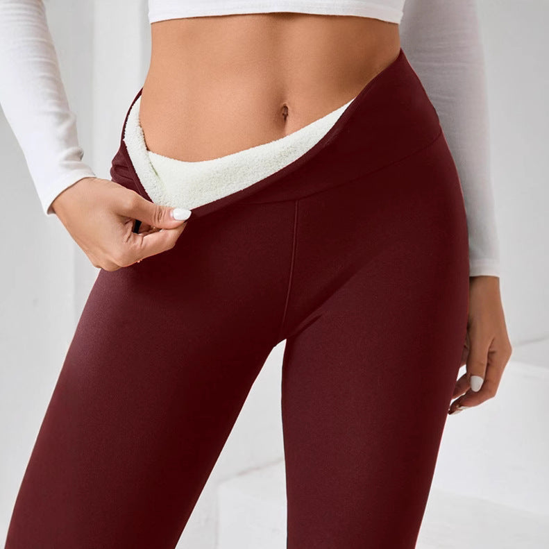 Fleece-Lined Thickened Lamb Wool Leggings