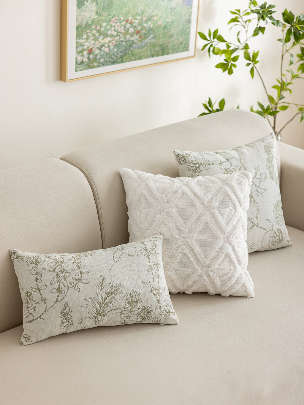 Jacquard Texture Square Throw Pillow for Sofa and Bed