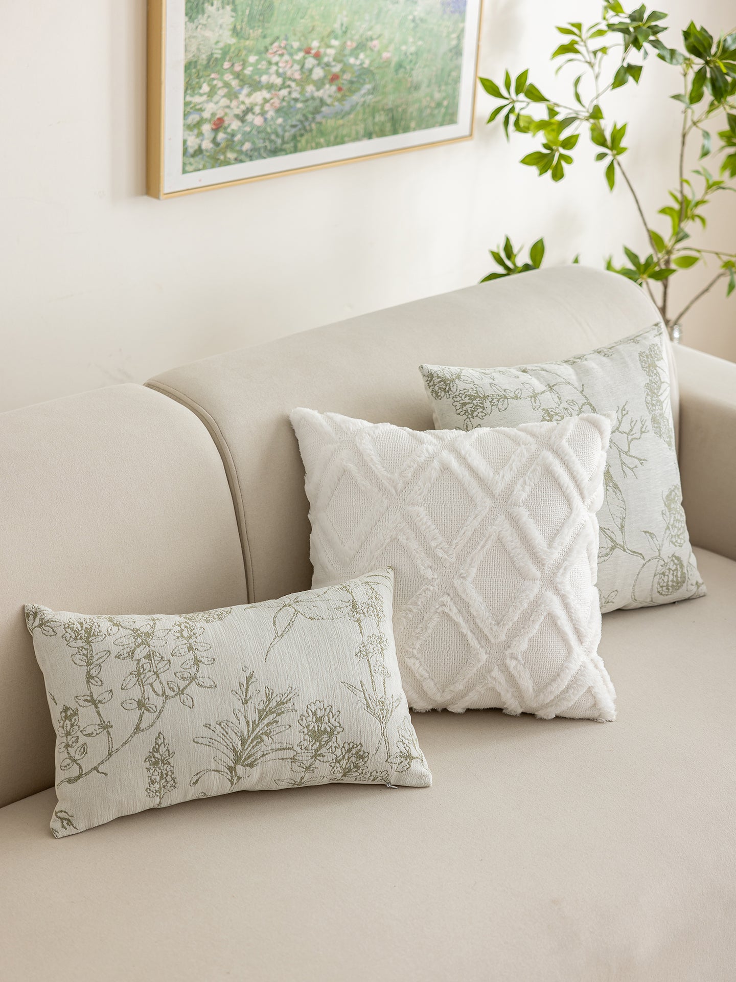 Jacquard Texture Square Throw Pillow for Sofa and Bed