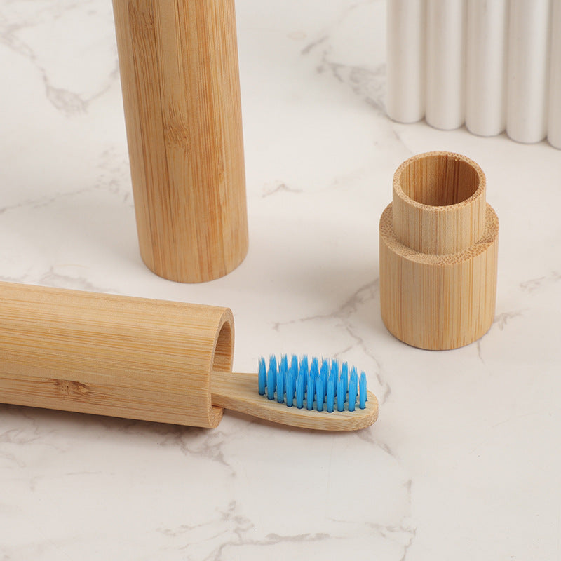 Bamboo toothbrush storage tube