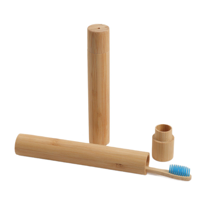 Bamboo toothbrush storage tube