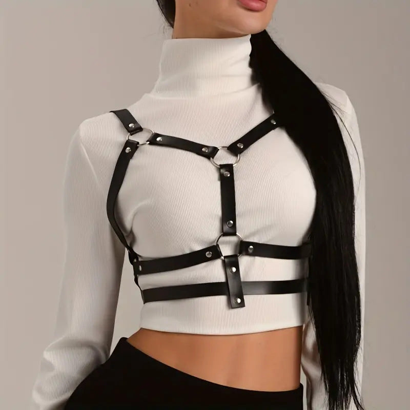 Black Leather Adjustable Corset