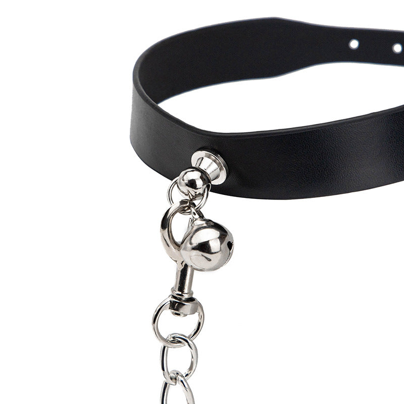 Adjustable Leather Collar with Bell