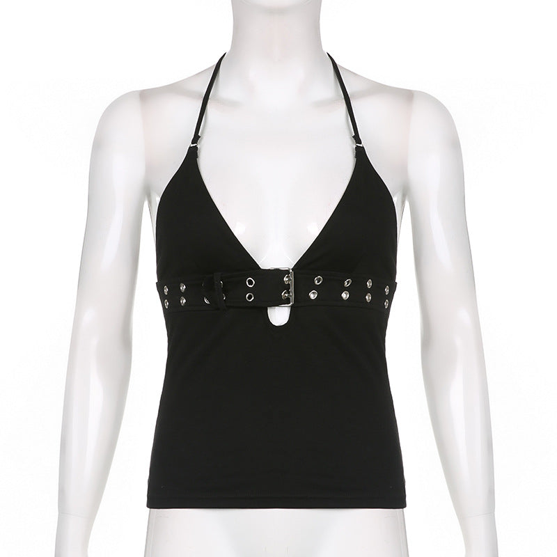 Punk Style Cotton Halterneck Backless Vest