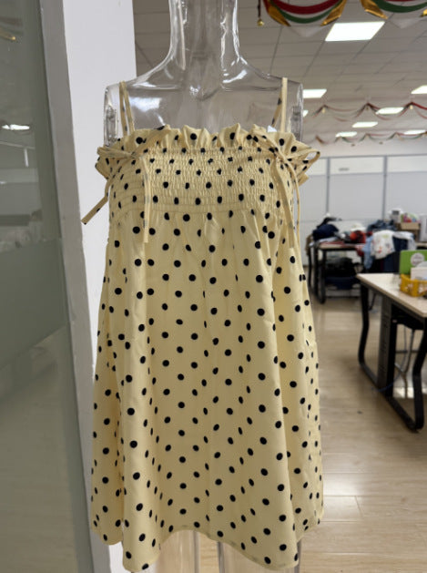 Black Polka Dot Adjustable Camisole Dress