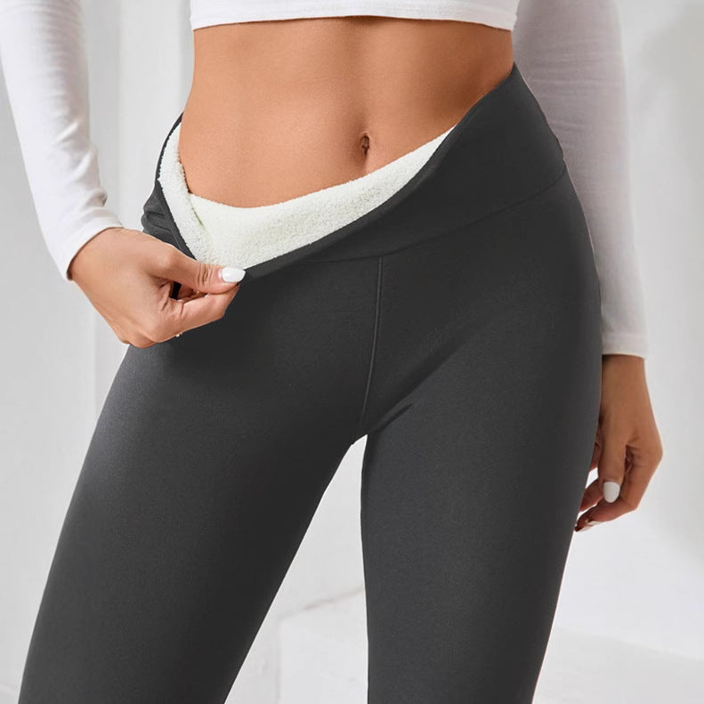 Fleece-Lined Thickened Lamb Wool Leggings