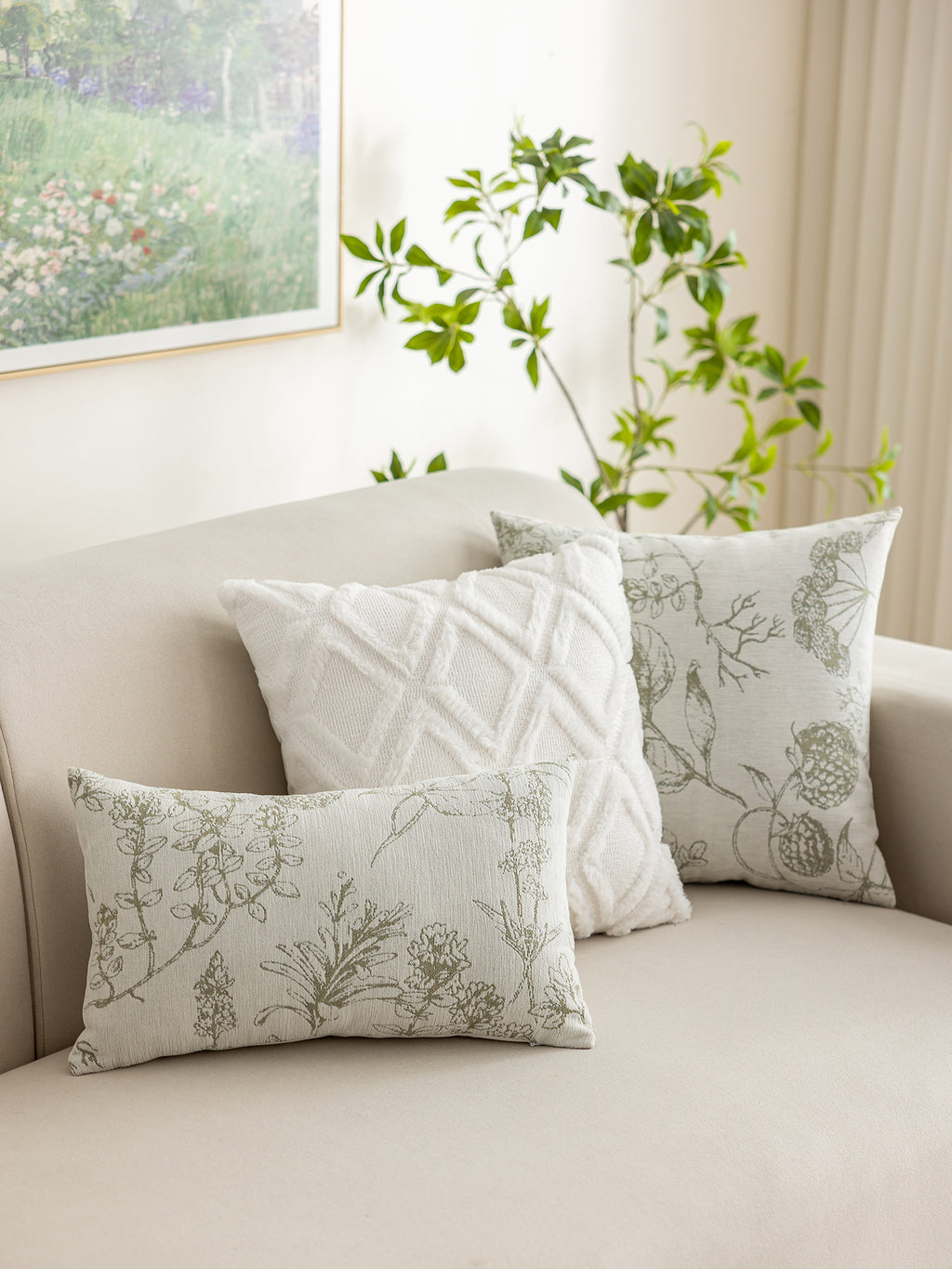 Jacquard Texture Square Throw Pillow for Sofa and Bed