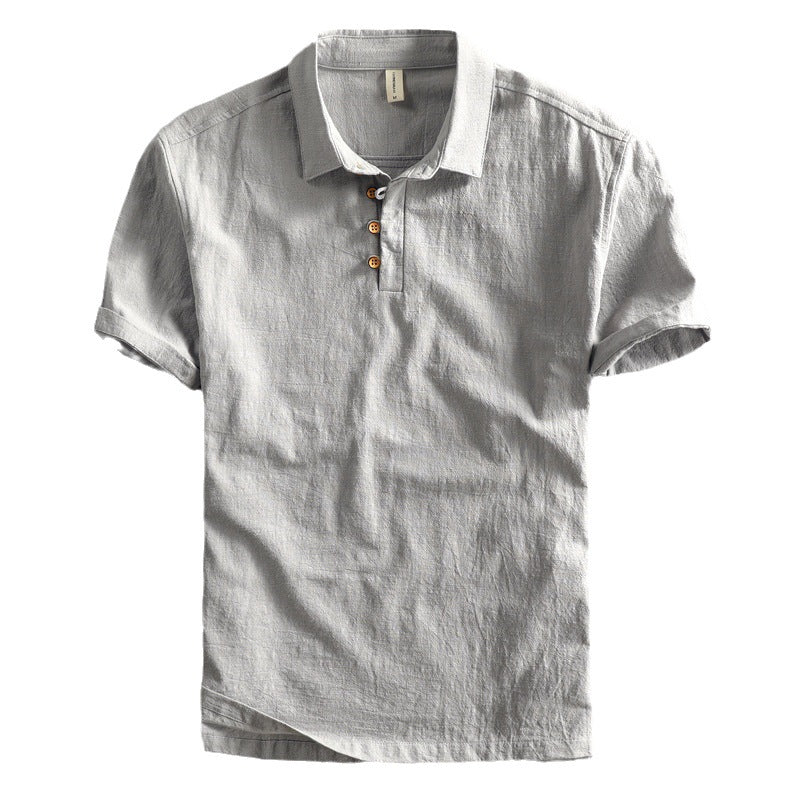 Linen Shirt Slim-fit Pullover Short-sleeved Shirt