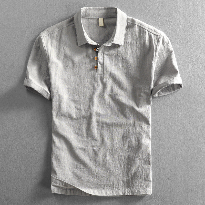 Linen Shirt Slim-fit Pullover Short-sleeved Shirt