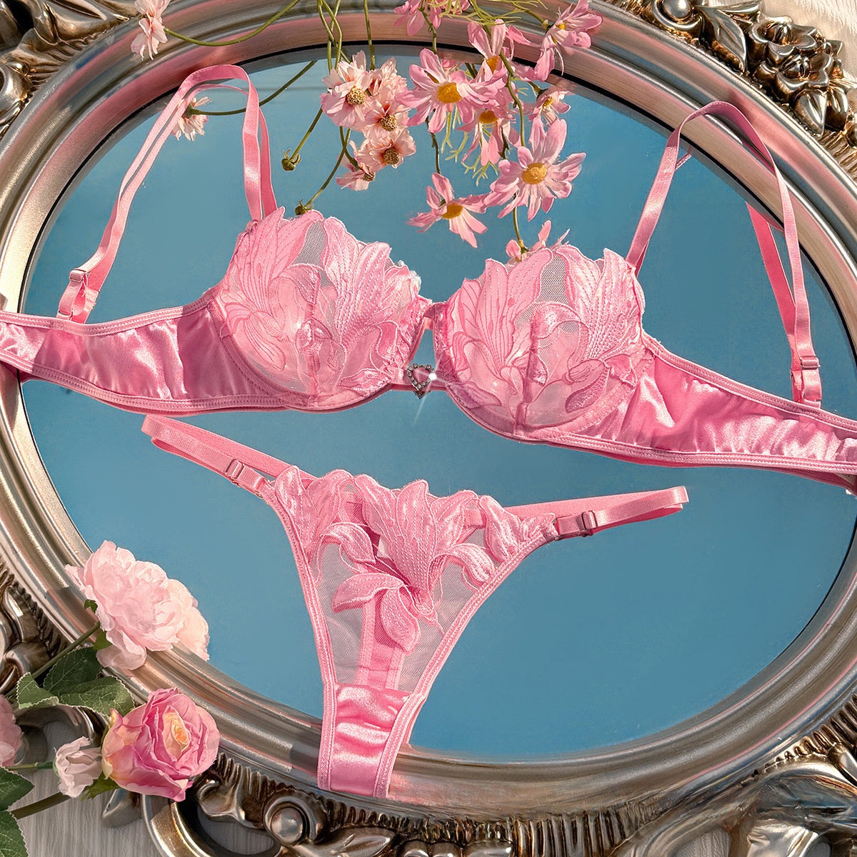 Large Size Intimates Transparent Flower Embroider Sexy