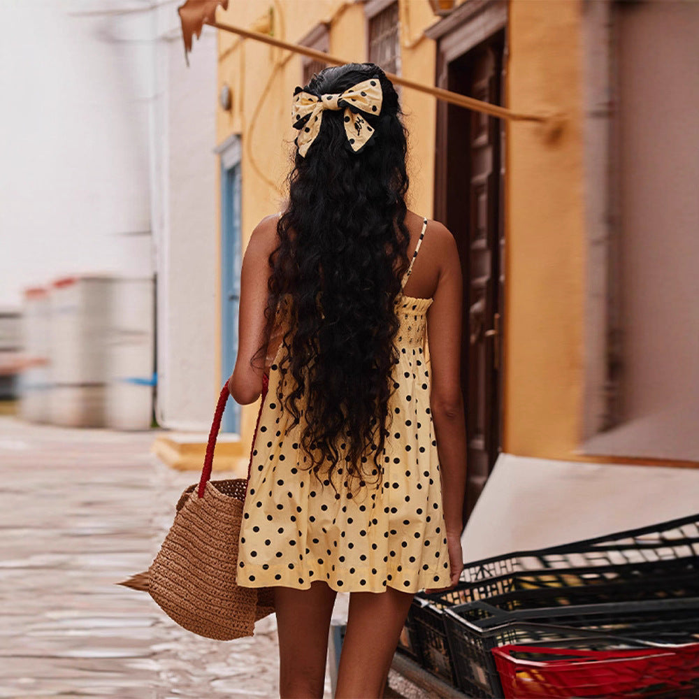 Black Polka Dot Adjustable Camisole Dress