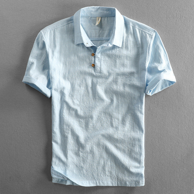 Linen Shirt Slim-fit Pullover Short-sleeved Shirt
