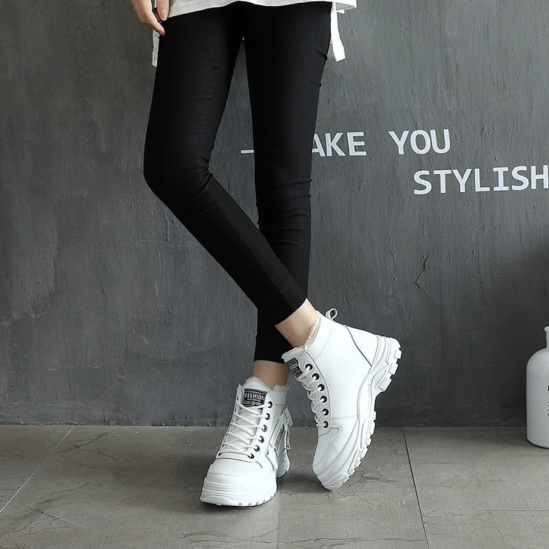 Winter Fleece-Lined High-Top Cotton Boots