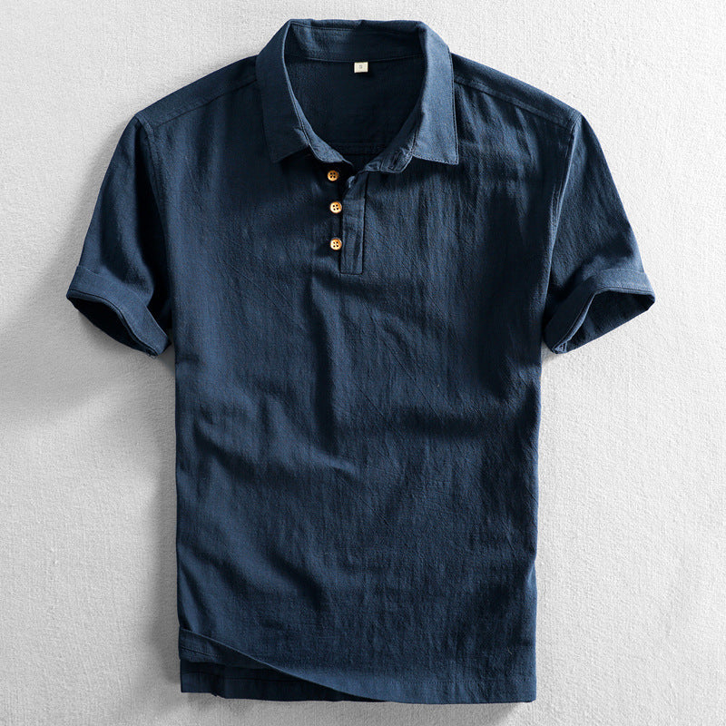 Linen Shirt Slim-fit Pullover Short-sleeved Shirt